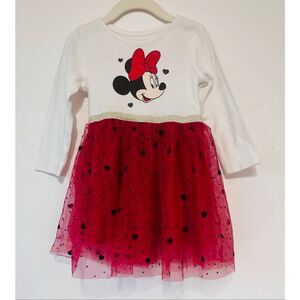 Disney Junior Minnie Cotton Jersey Dress With Tulle Skirt   Size 3T